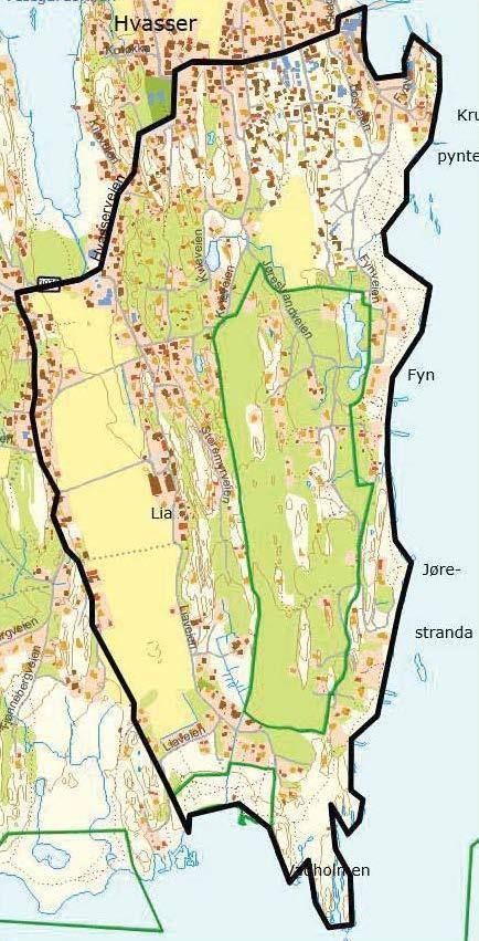 Figur 1. Delområde 14 på mottatt kart fra Færder kommune (venstre). - Klikk for stort bilde