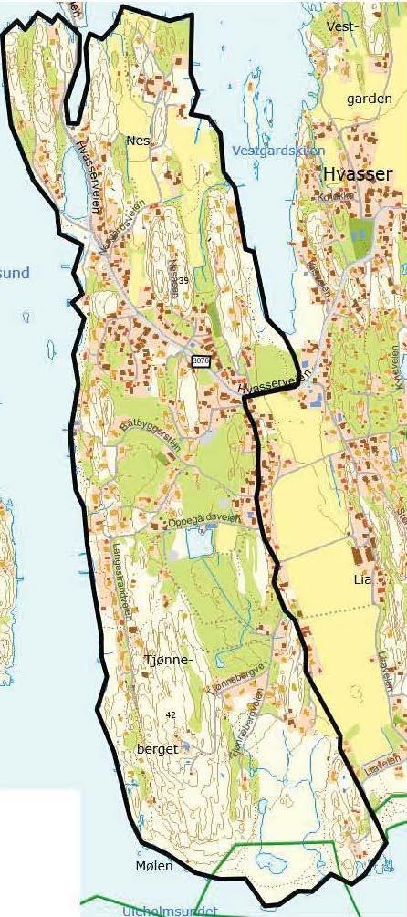 Figur 1. Delområde 17 på mottatt kart fra Færder kommune (venstre). - Klikk for stort bilde