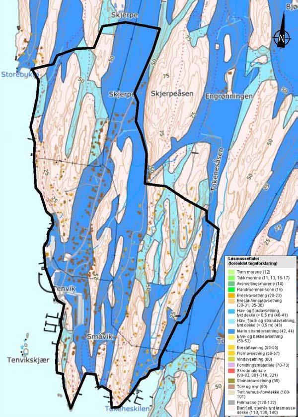Kvartærgeologisk kart fra www.ngu.no. - Klikk for stort bilde