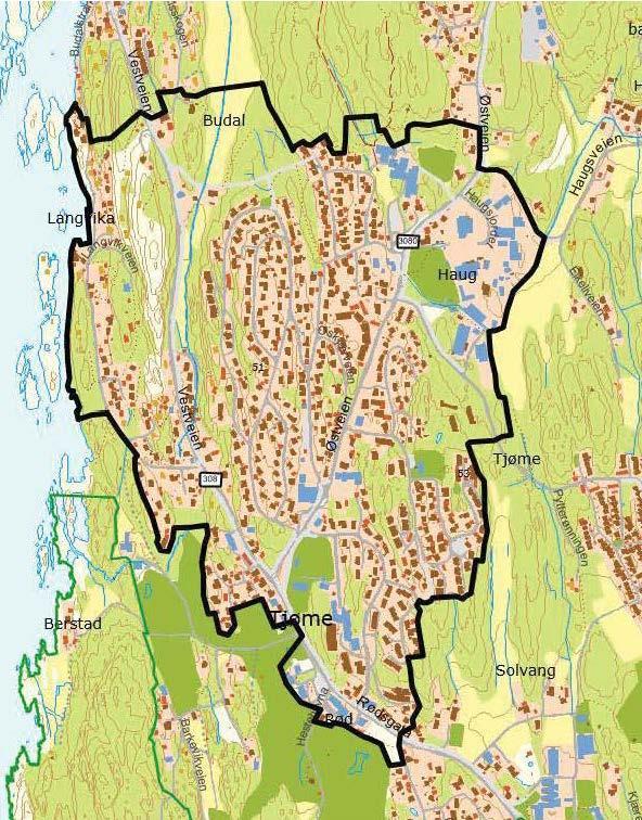 Figur 1. Delområde 12 på mottatt kart fra Færder kommune (venstre). - Klikk for stort bilde