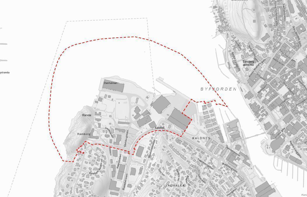 Planavgrensning Kaldnes vest. - Klikk for stort bilde