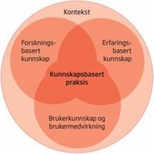 En modell som forklarer kunnskapsbasert praksis. - Klikk for stort bilde